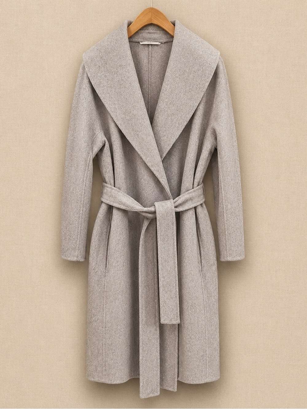 S MAX MARA Pure Virgin Wool Wrap Coat Belted Italy Gray EU40